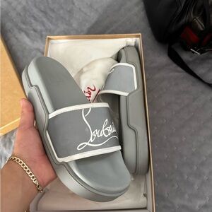 Christian Louboutin Gray Slide Sandals